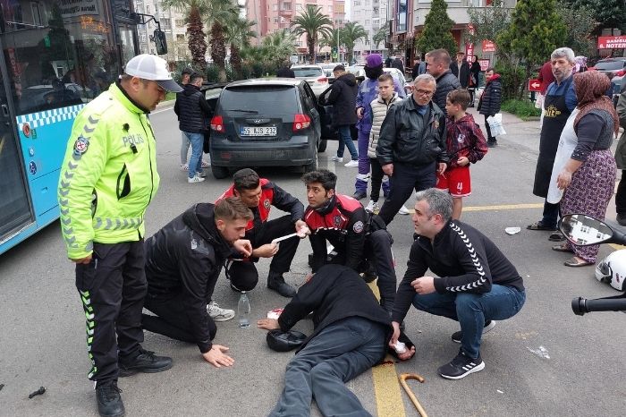 Samsun İlkadım'da motosikletli yunus polisi yaşlı adama çarptı!