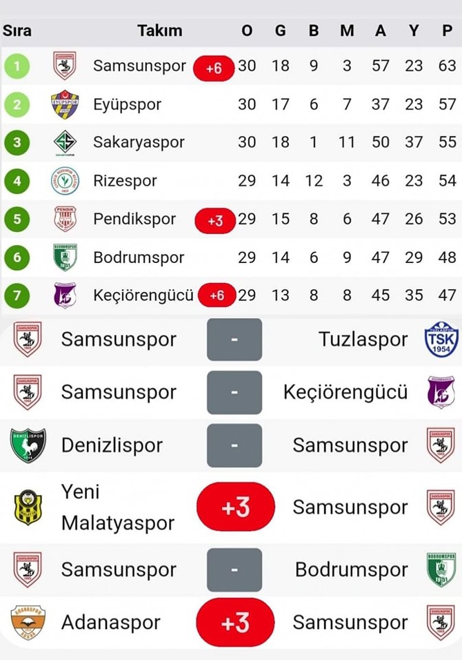 Samsunspor'a Süper Lig için 6 puan yetiyor