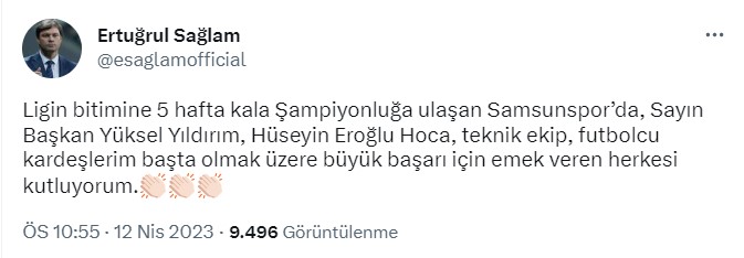 Ertuğrul Sağlam'dan Samsunspor açıklaması geldi