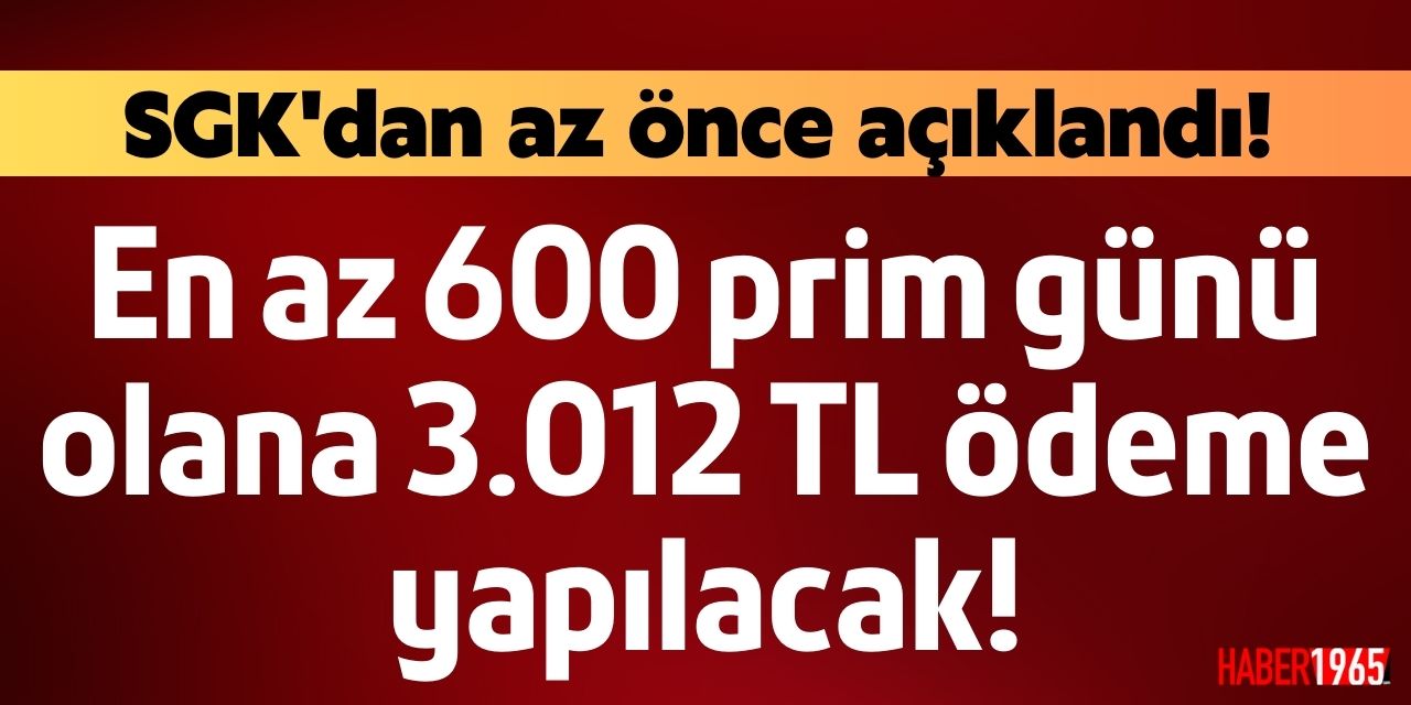 18 yaş üstü vatandaşlara SGK açıkladı! En az 600 prim günü olana 3012 TL ödeme yapılacak