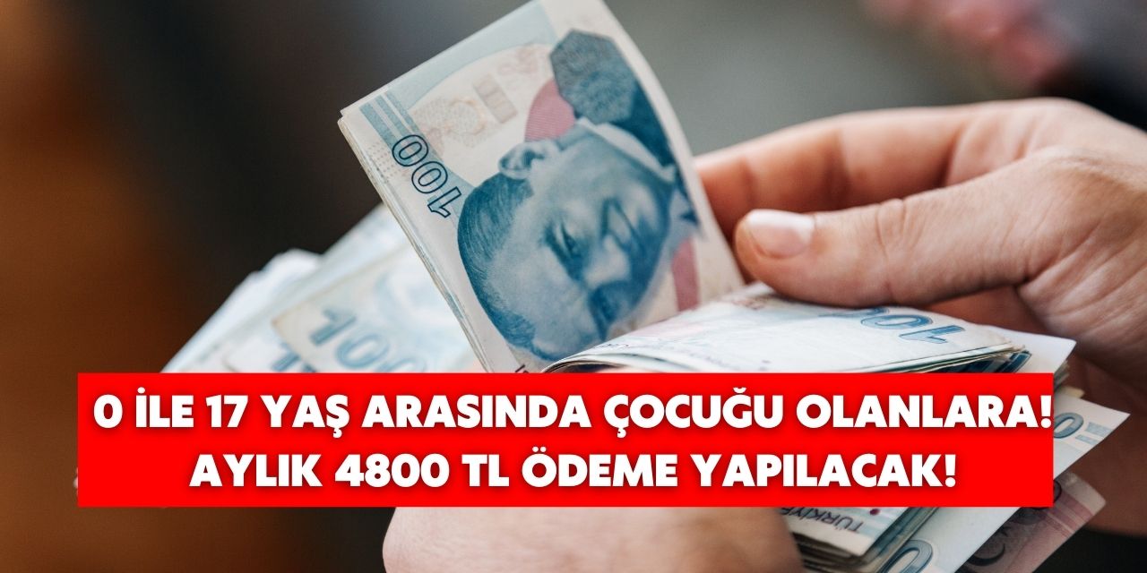 0 ile 17 yaş arasında çocuğu olanlar dikkat! Başvuranlara 4800 TL nakit ödeme yapılıyor