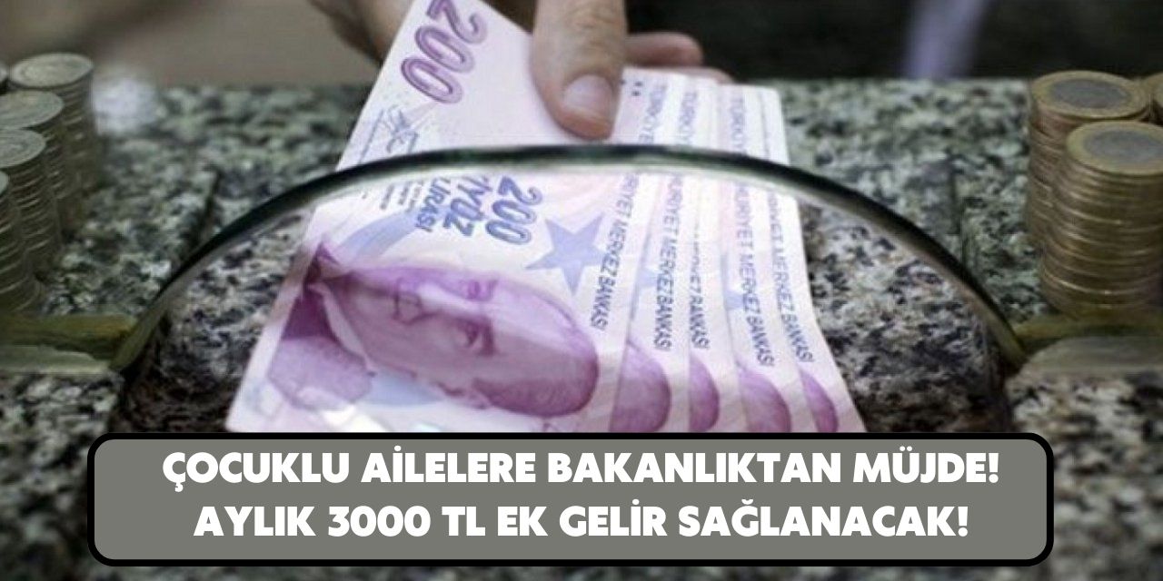 Çocuklu aileler için bakanlık açıkladı! Aylık 3000 TL ek gelir ödemesi sağlanıyor başvurular başladı