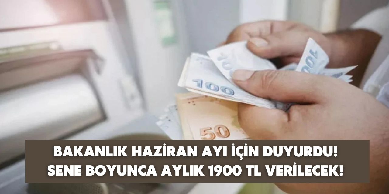 Bakanlıktan Haziran ayı için duyuruldu! Başvuru yapanlara tüm sene boyunca aylık 1900 TL ödeme yapılacak