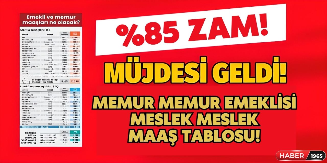 Memur memur emeklisi maaş tablosu geldi! Yüzde 85 zam, refah payı, enflasyon, seyyanen zamlı aylık tablosu