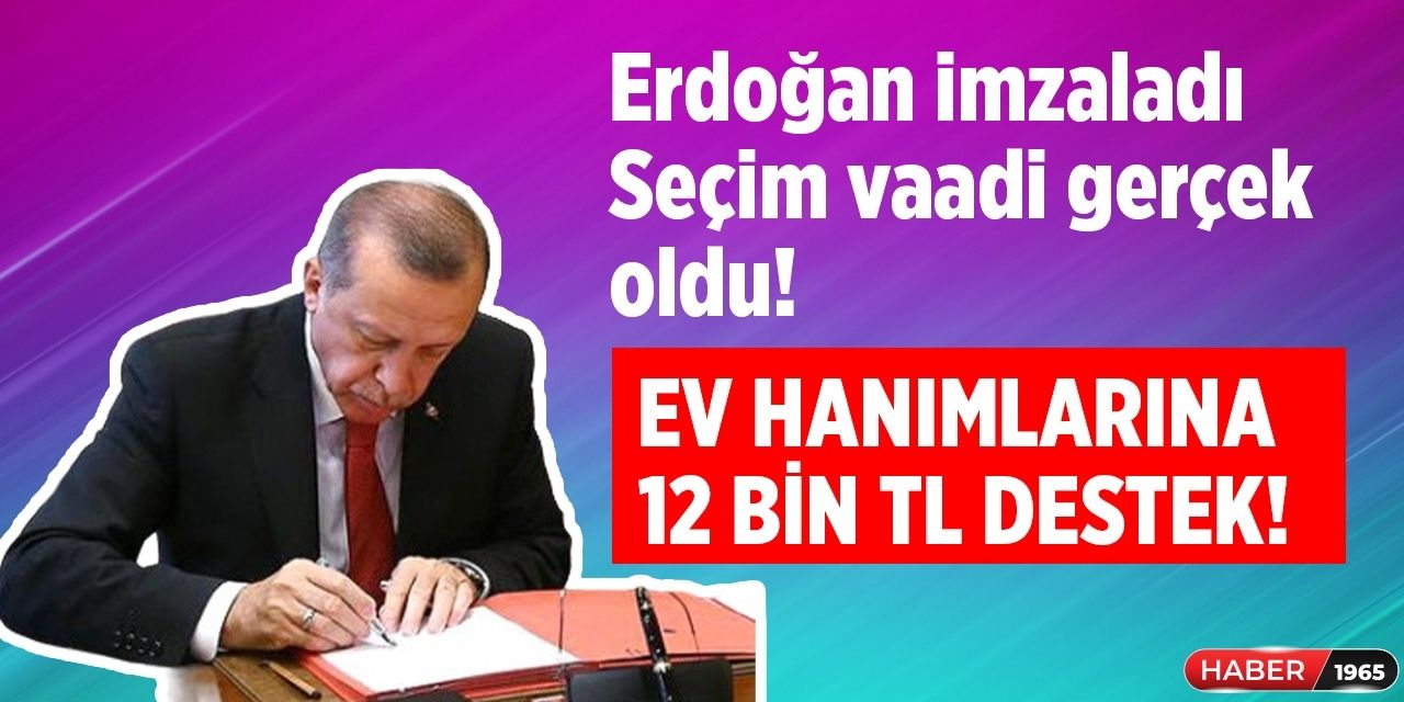 Seçim vaadiydi gerçek oluyor! Erdoğan imzaladı ev hanımlarına 12 bin TL destek verilecek