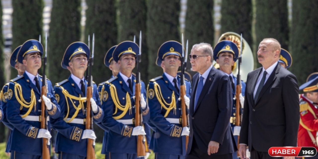 Cumhurbaşkanı Erdoğan, Azerbaycan'da resmi törenle karşılandı!