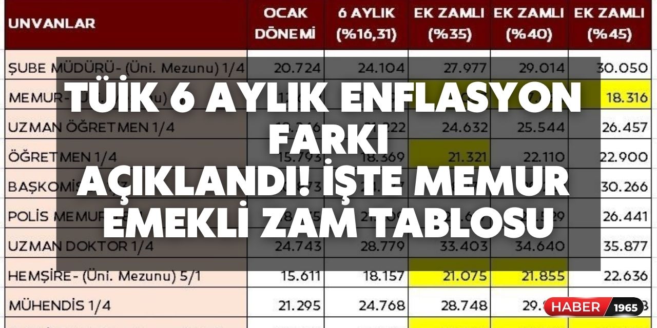 TÜİK 6 aylık enflasyon farkı belli oldu! SGK'dan meslek meslek memur ve emekliye yapılacak zam tablosu