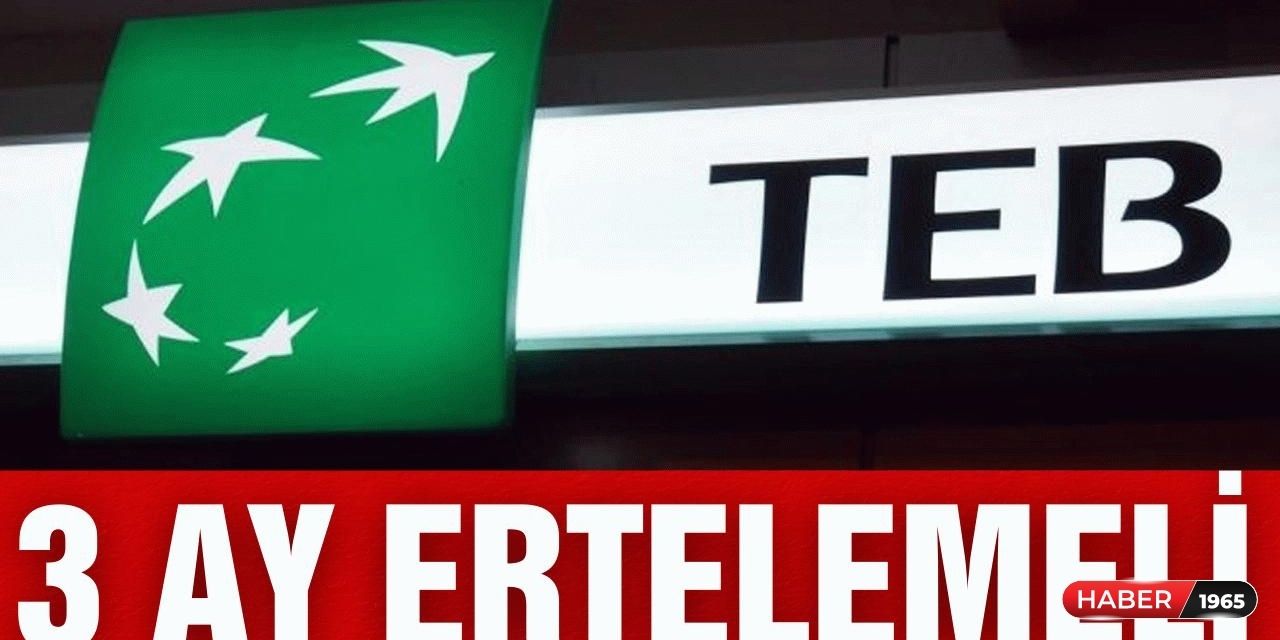 TEB'den hoş geldin kredisi açıklandı! 3 ay ertelemeli yüzde 1,89 faizli 36 ay vadeli 50 bin TL ihtiyaç kredisi