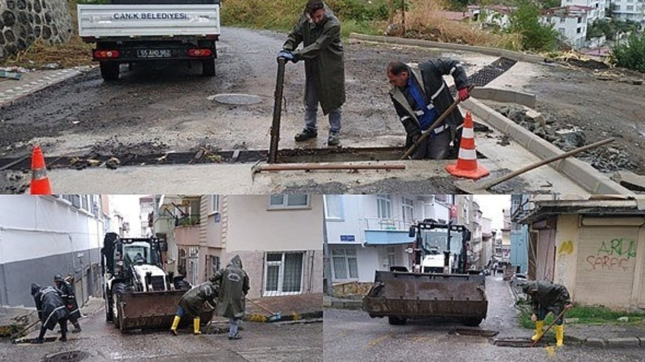 Canik Belediyesi ekipleri, sağanak yağışlara karşı teyakkuza geçti!