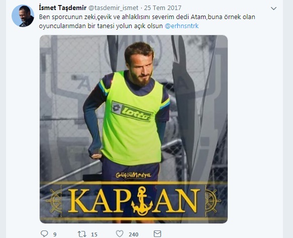 İSMET TAŞDEMİR'DEN SAMSUNSPORLU ÖĞRENCİSİNE ÖVGÜLER