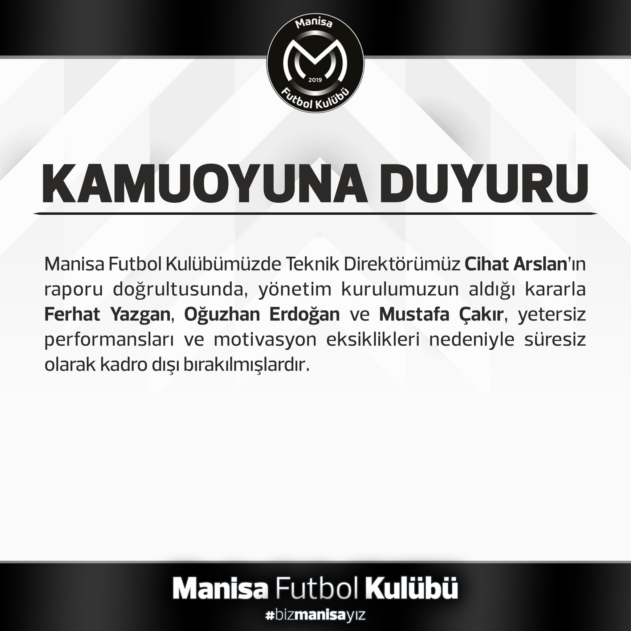 MANİSA FK'DA ŞOK GELİŞME