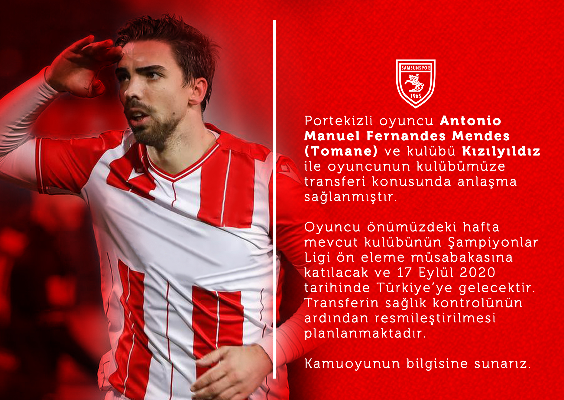 SAMSUNSPOR KULÜBÜNDEN TRANSFER AÇIKLAMASI