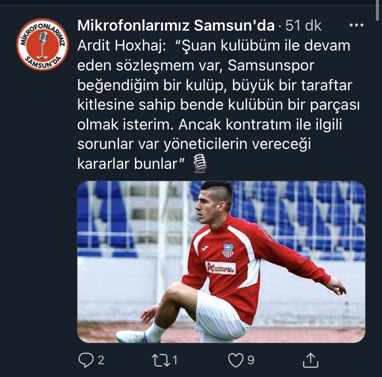 Ardit Hoxhaj'dan Samsunspor açıklaması