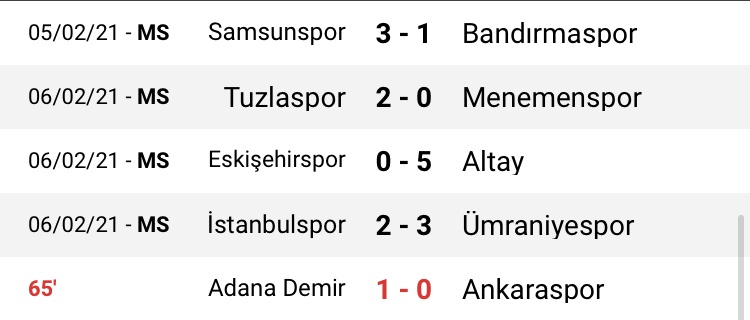 1. LİGDE OYNANAN MAÇLAR VE GÜNCEL PUAN DURUMU