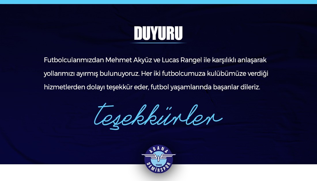 Adana Demirspor’da Şok Gelişme