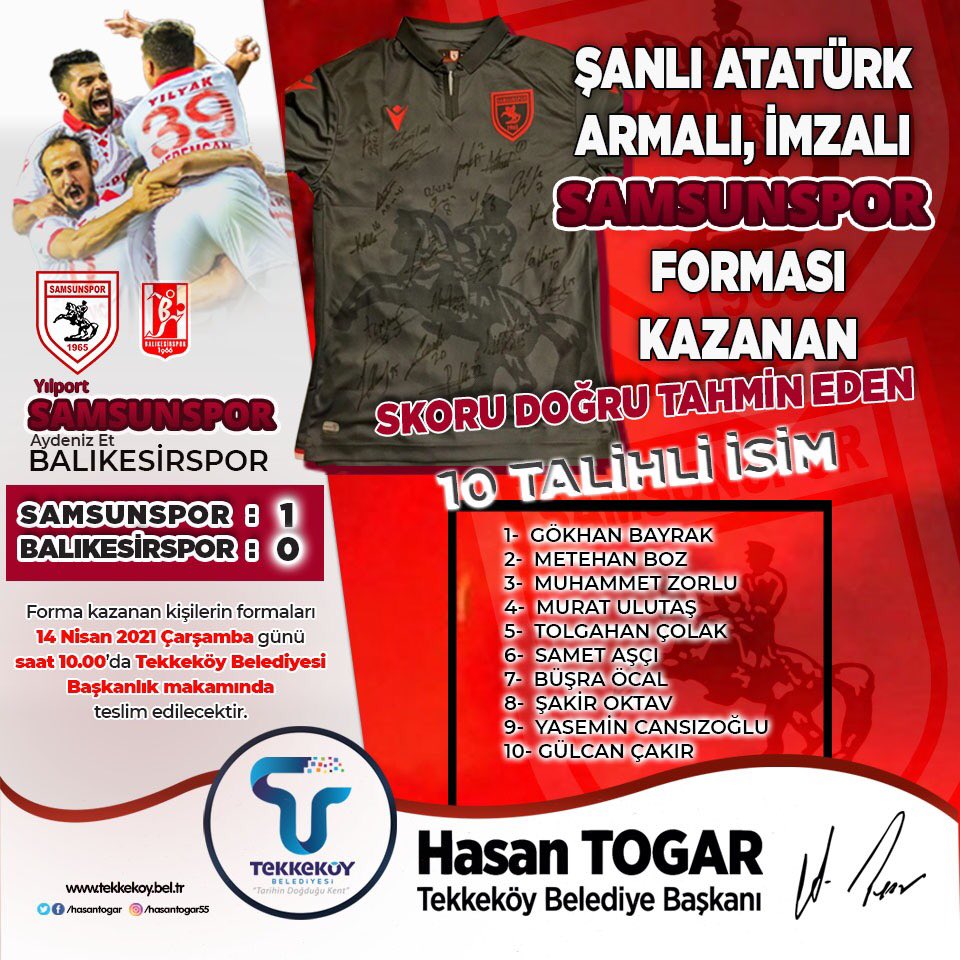 Samsunspor’un İmzalı Formasını Kazananlar Belli Oldu