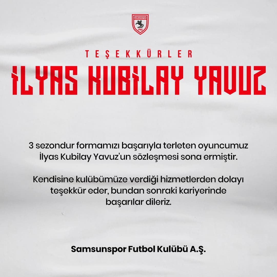 Samsunspor’dan O Futbolculara Teşekkür