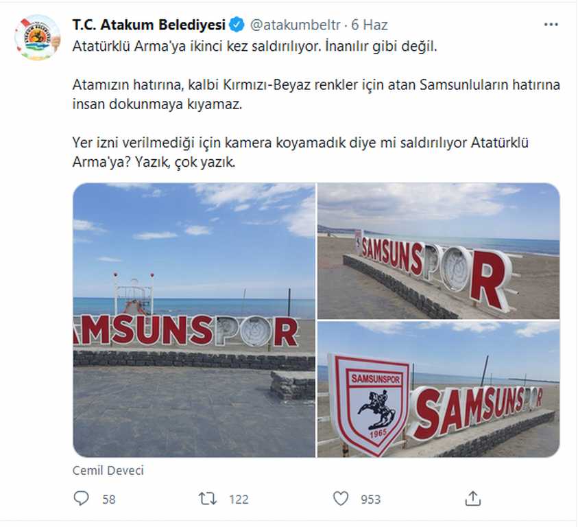 Samsunspor tabelasına çirkin saldırı!