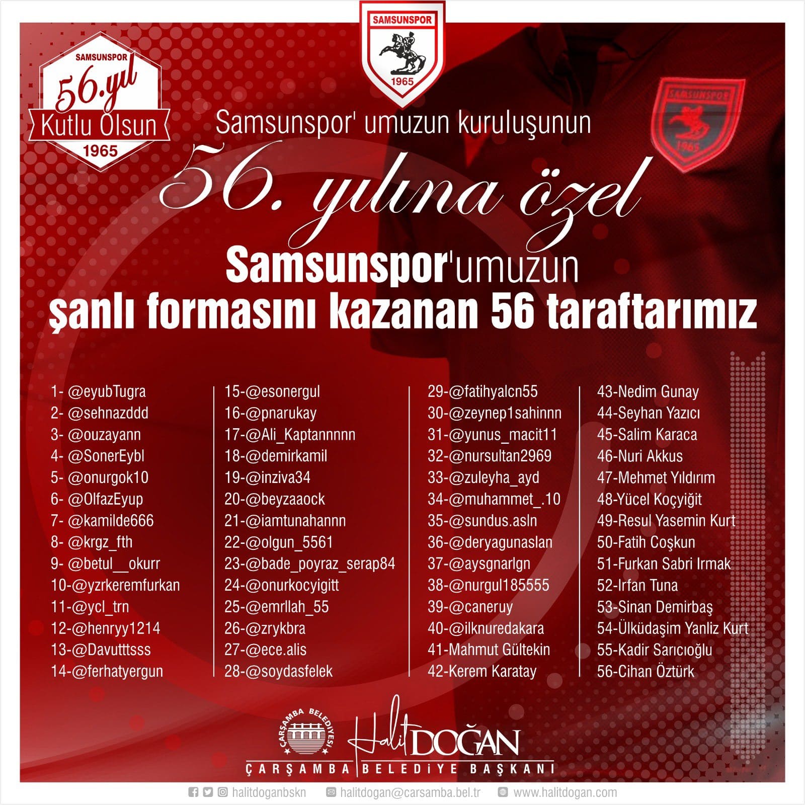 Samsunspor’un Formasını Kazanan 56 Taraftar Açıklandı