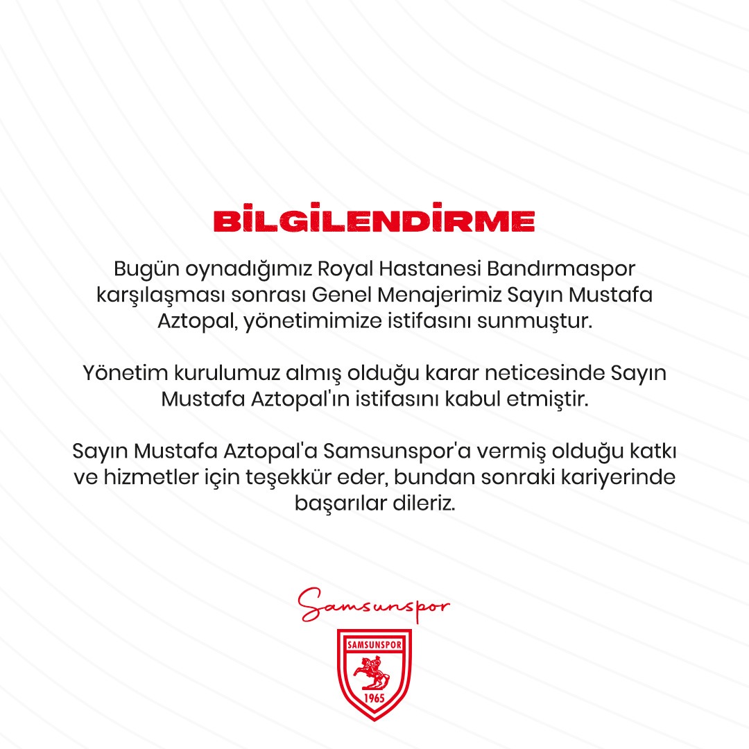 Samsunspor’da Beklenen İstifa