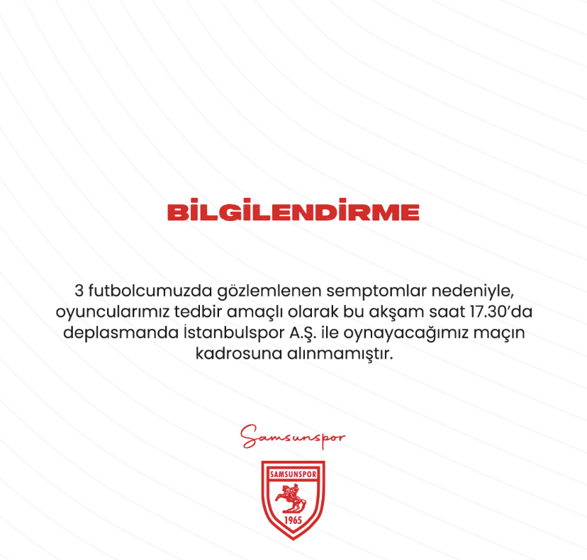 Samsunspor’da Şok.. 3 Futbolcu Yok