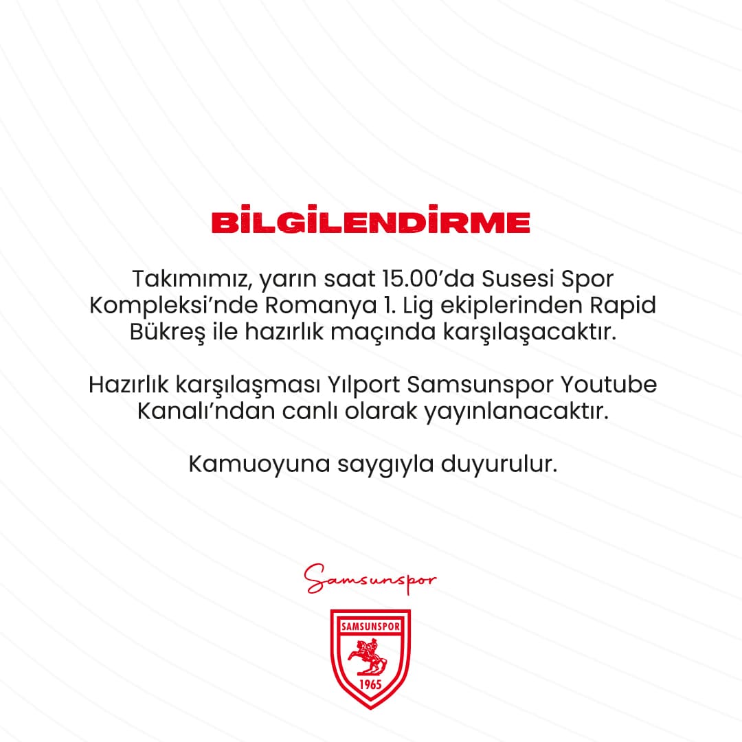 Samsunspor’un Hazırlık Maçı Canlı Yayın