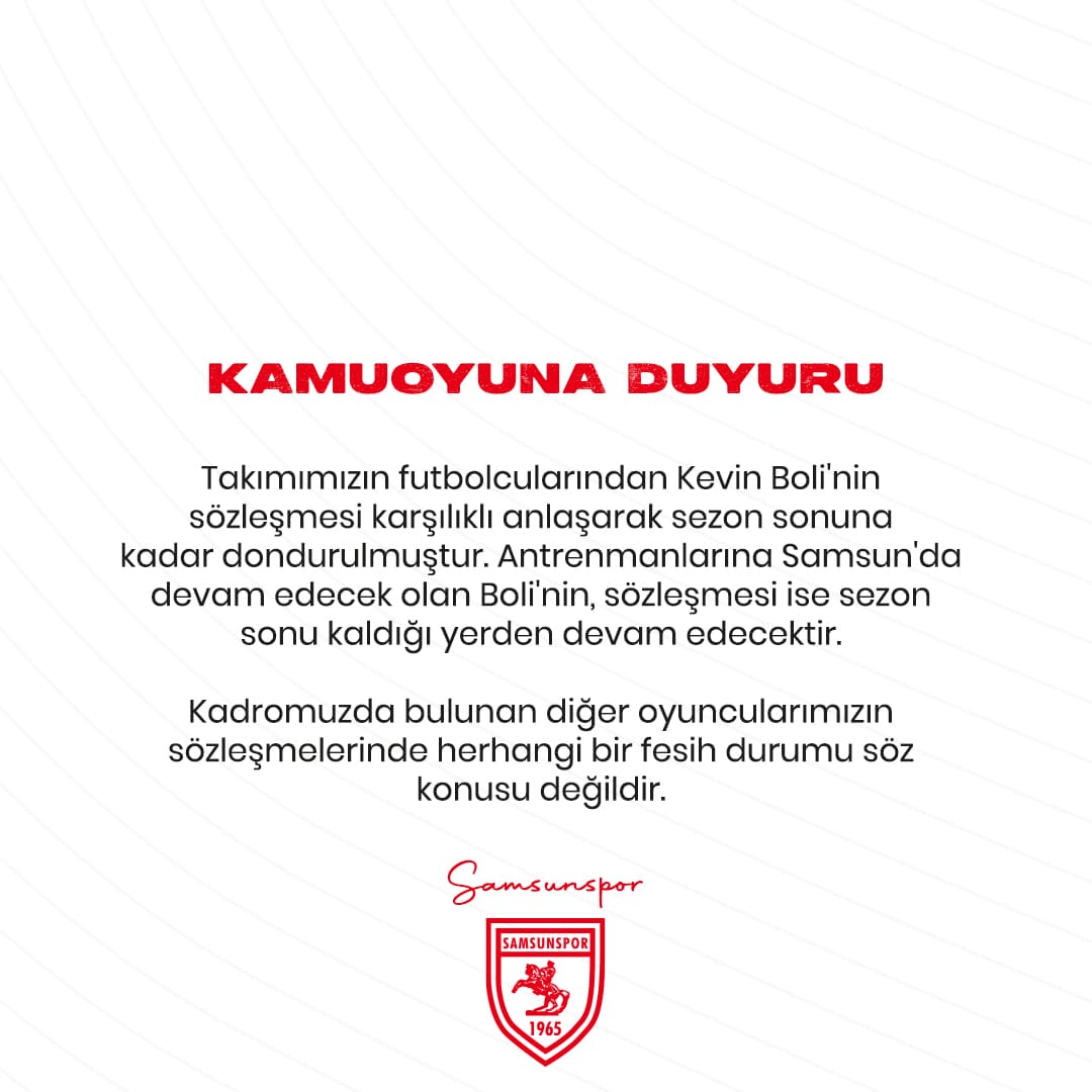 Samsunspor’da Kevin Boli Gelişmesi