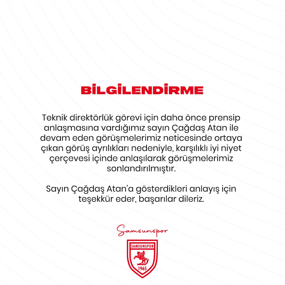 Samsunspor’dan Çağdaş Atan Açıklaması