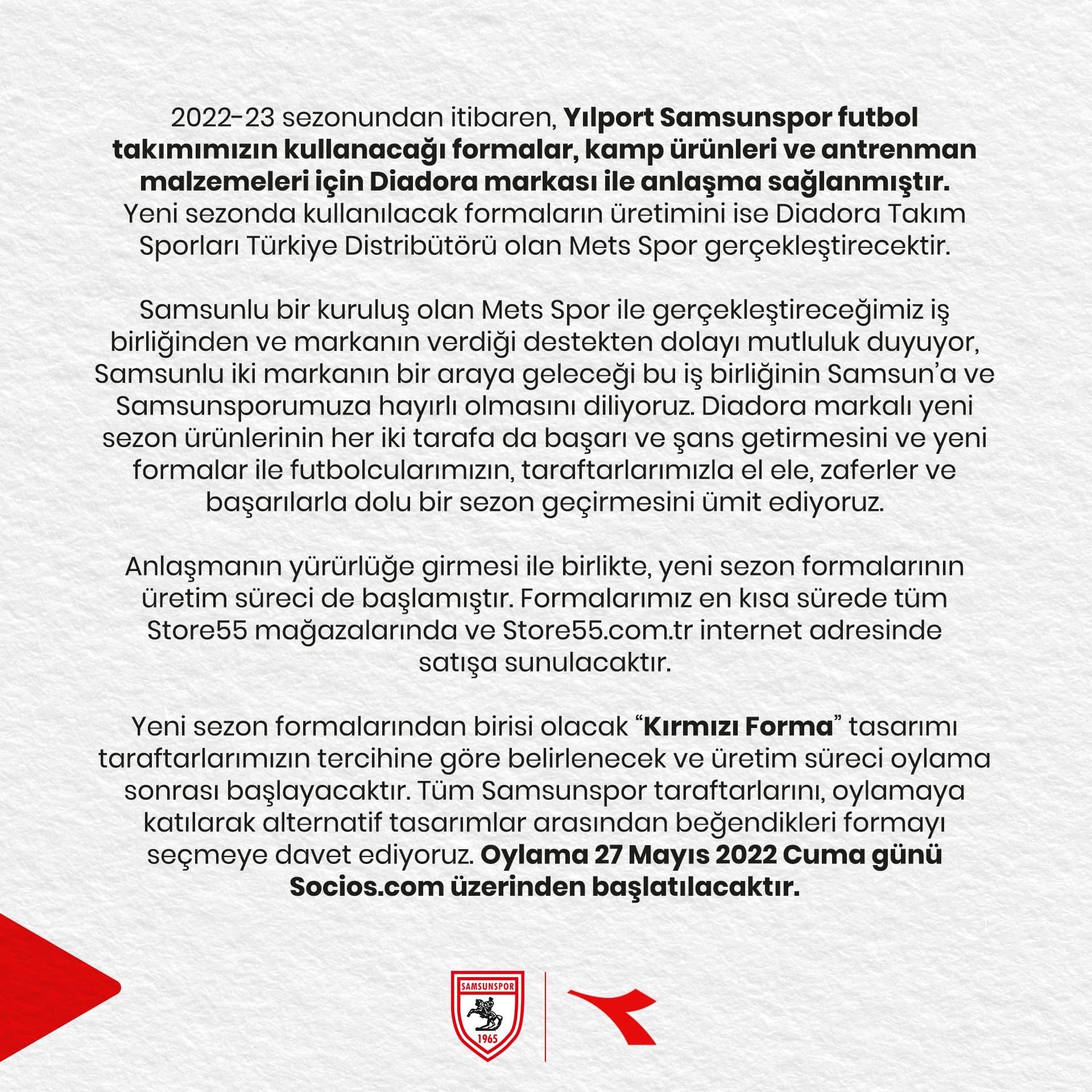 Samsunspor’un Yeni Formaları Çıkıyor