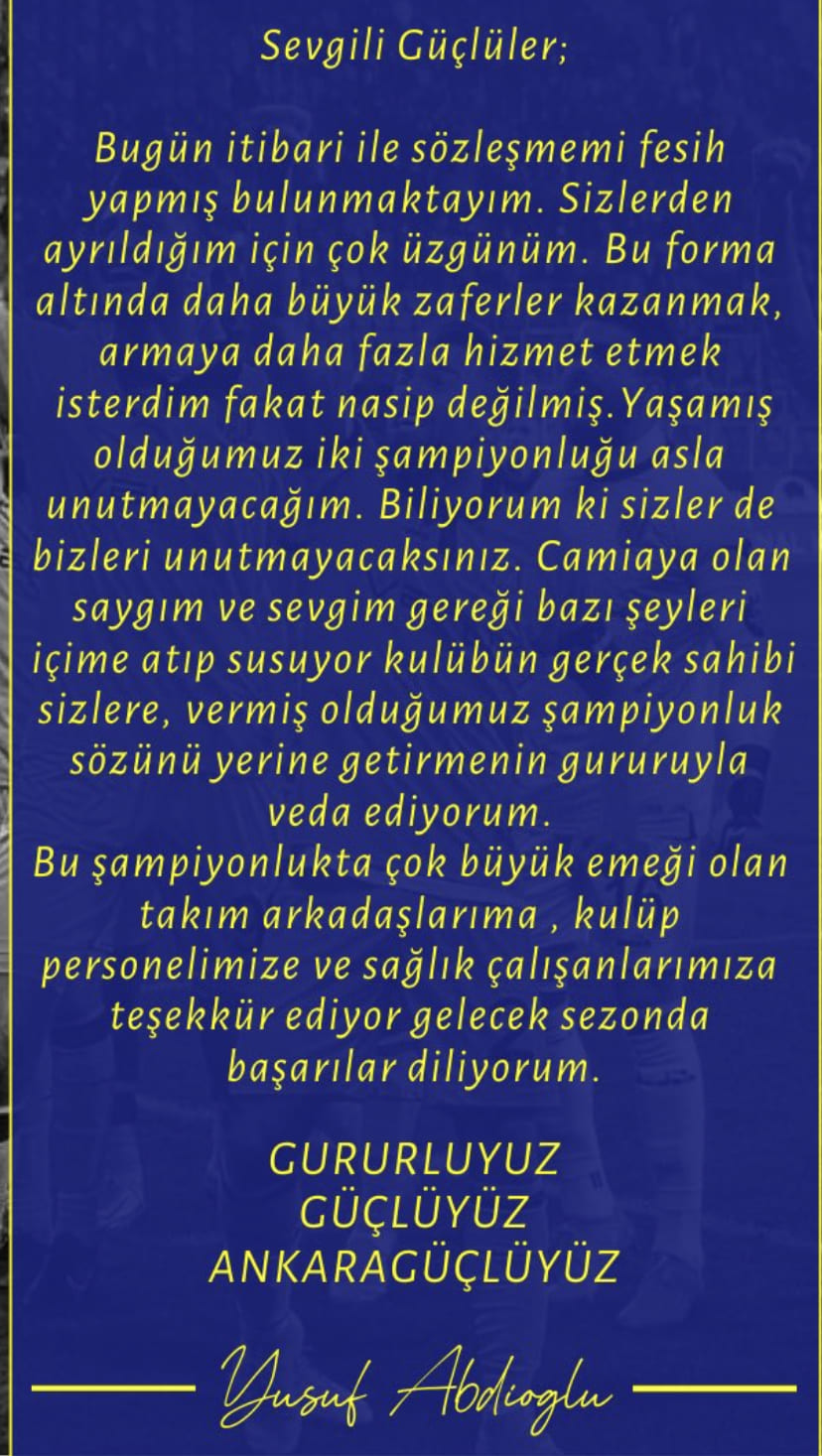 Yusuf Abdioğlu’ndan Duygusal Veda