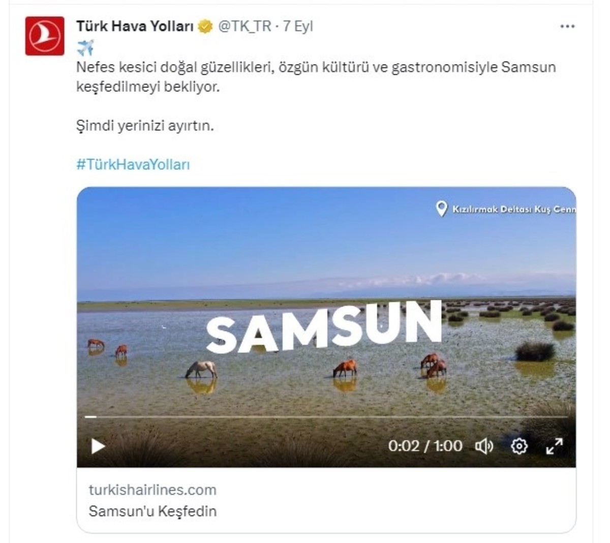 THY'nin uçaklarında Samsun'un tanıtımı yapılıyor!