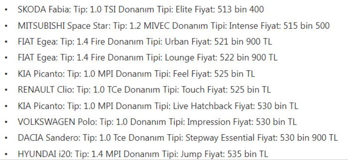 Bütçesi kısıtlı olanlara özel liste! 550 bin TL altı sadece bu modeller kaldı